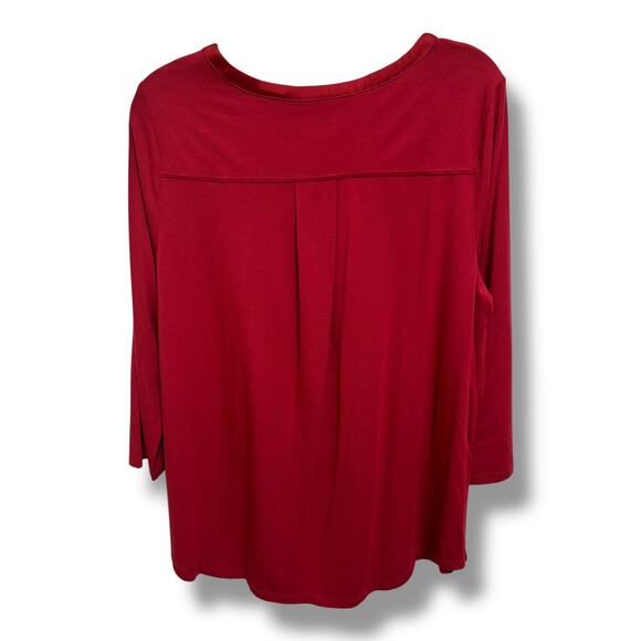JM Collection Womens 3/4 Sleeve Top Glamorous Red Soft Knit NEW XL - Picture 3 of 5